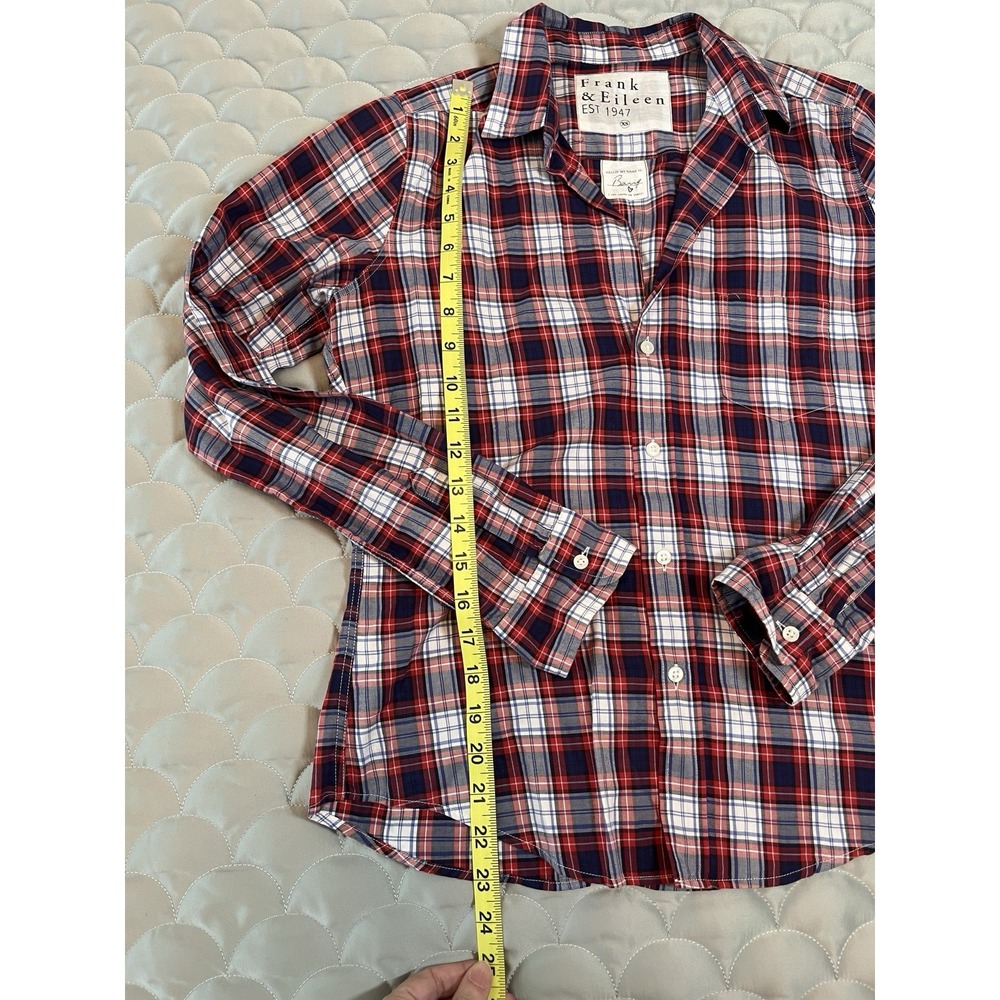Frank And Eileen 100% Cotton "Barry" Shirt Red, White And blue Plaid Size XS - Picture 6 of 8